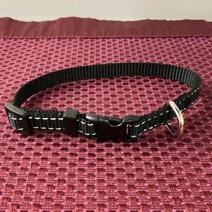 Black Adjustable Dog Collar , puppy or cat